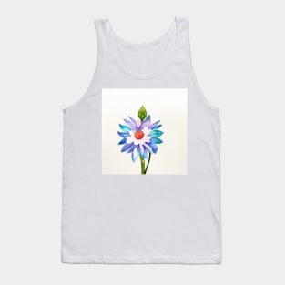 Blue Watercolor Flower Tank Top